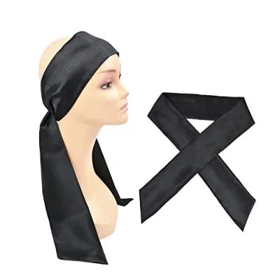 Abbildung von Satin Edge Schal für Perücken Grip Damen Stirnbänder Lace Front Perückenfixierung Make up Sport Yoga Gesichtsbehandlung (1 Stück，Schwarz)