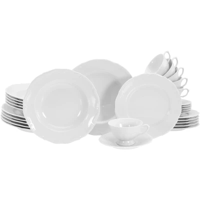 Abbildung von CreaTable Kombiservice &quot;Geschirr Set Maria Theresia&quot;, (Set, 30 tlg., Kaffeeservice und Tafelservice im Set, für 6 Personen), Service, weiß, klassische, traditionelle Form, Teile Personen