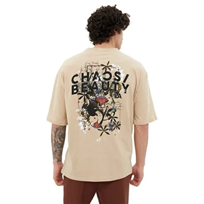 Abbildung von Trendyol Tshirt print, Herren, Größe: Small, Beige
