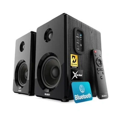 Abbildung von MAJORITY D40 Bluetooth Lautsprecher Boxen 60W 2.0 Aktivlautsprecher Studio Monitor mit 4&quot; Treiber Regallautsprecher für HiFi Stereo Optischer, RCA , USB und AUX Eingang Fernbedienung
