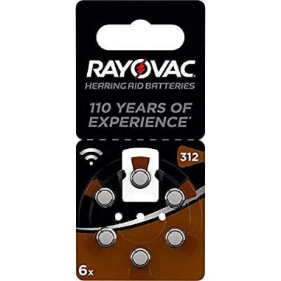 Abbildung von RAYOVAC Hörgeräte Knopfzelle &quot;Acoustic&quot;, HA312/V312 (PR41), 1 Packung = 6 Knopfzellen