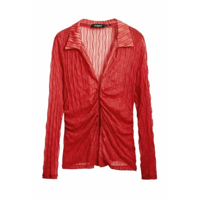 Abbildung von Desigual Semitransparent Hemdbluse, Damen, Größe: Small, Red