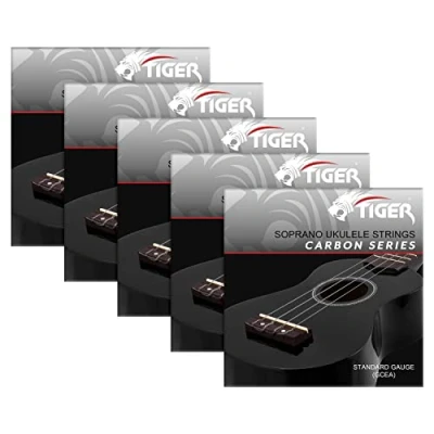 Abbildung von TIGER UAC14 CBN 5 Ukulelesaiten Set Carbon Schwarz für Sopran und Konzert Ukulelen Pack von