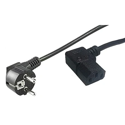 Abbildung von kab24® Stromkabel (0.5m, schwarz Schutzkontakstecker gewinkelt auf Kaltgerätebuchse Links gewinkelt)