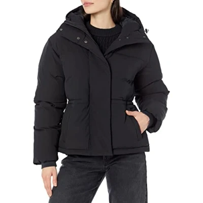 Abbildung von Amazon Essentials Damen Kurze, taillierte Daunenjacke (in Übergröße erhältlich), Schwarz, XXL