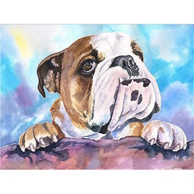 Abbildung von DIY 5D Diamant Malerei Vollbohrer Kit, square drill Englische Bulldogge 30x40cm Diamond Painting Bilder Set Malen nach Zahlen Kreuzstich Stickerei Strass Mosaik Gemälde für Home Wand Dekor