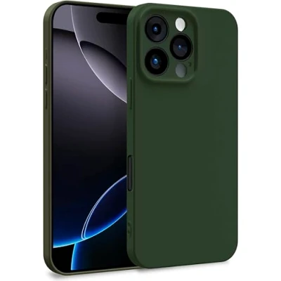 Abbildung von MyGadget Hülle für iPhone 16 Pro Max Zweilagige Handyhülle mit Kameraschutz Cover Innenfutter &amp; Silikon außen Olivgrün