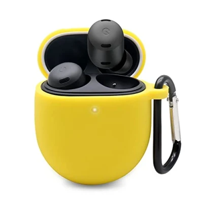Abbildung von GIOPUEY Hülle Kompatibel mit Google Pixel Buds Pro/Buds Pro 2, Silikon Stoßfeste Schutzhülle, Ultradünn Case Cover, Kein Geruch, Gelb