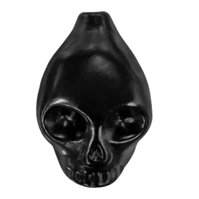 Abbildung von Schädelpfeife mit Totenkopf, Azteken Todespfeife, Schwarz