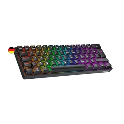 Abbildung von Geeky GK61 60% Hot Swappable Mechanische Gaming Tastatur 62 Tasten Multi Color RGB LED Hintergrundbeleuchtung für PC/Mac Gamer ISO DE Qwertz Deutsches (Schwarz, Mechanical Speed Yellow)