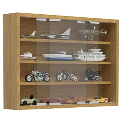 Abbildung von VCM Glasvitrine hängend Vitrine Glas mit ESG Sicherheitsglas Maße: H. 40 x B. 57 T. 10 cm Hängevitrine Modern und platzsparend Vitrinenschrank Agisa M Buche