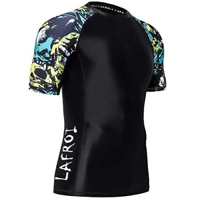 Abbildung von LAFROI Herren Kurzarm UPF 50+ Kompressionsshirt Rash Guard CLY02D (Fierce,XXXL)
