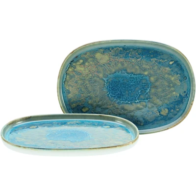 Abbildung von CreaTable Servierplatte &quot;Yuki&quot;, (Set, 2 tlg.), reaktiv leuchtender Digitaldruck, jedes Stück ein Unikat, oval, 33 cm