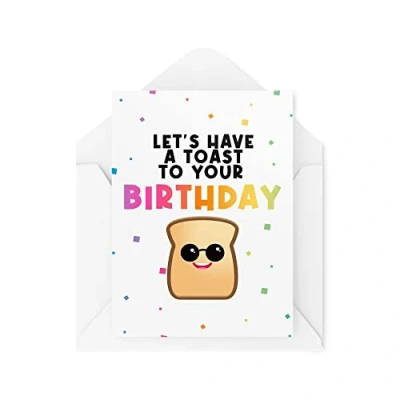 Abbildung von Tongue in Peach Lustige Geburtstagskarten Let&#039;s Have A Toast Karte Banter Joke Neuheit Celebration Colleague Coworker Bestie Silly Friend CBH1123