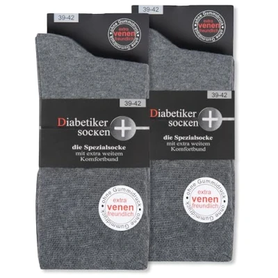 Abbildung von Diabetikersocken ohne Gummi &amp; Naht 97% Baumwolle (6 Paar) Diabetiker Socken mit Komfortbund für Damen Herren 39604 WP (Grau 35 38)