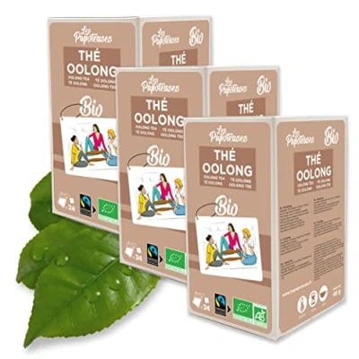 Abbildung von Les Papoteuses Bio Oolong Tee aus China 72 Taschen Zertifiziert biologisch und fair gehandelt Set mit 3 Schachteln 24 Beuteln Teeblättern
