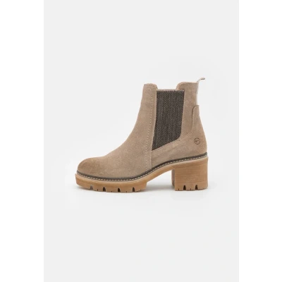 Abbildung von Tamaris Damen Chelsea Boots, Frauen Stiefeletten,TOUCHit Fußbett,uebergangsstiefel,Schlupfstiefel,flach,Boots,Stiefel,Bootee,Taupe,40 EU