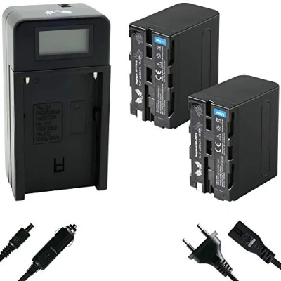 Abbildung von 2X SK Akku Ersatz für Sony NP F970 6600mAh + Speed Charger F550 F750 F960 F980 F990 // Blitzgeräte Videoleuchten