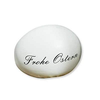 Abbildung von Loberon Deko Ei Tigra, von Hand Bedruckt, Osterei mit geschwungenem Schriftzug, nostalgischer Charme, Ostern, Osterdekoration, Osterschmuck, Polyresin, weiß/schwarz