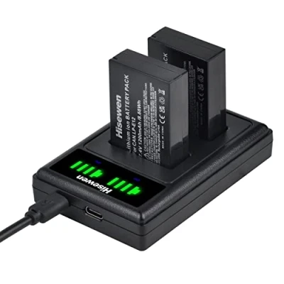 Abbildung von Hisewen LP E12 Akku 2Pack, Dual USB Ladegerät für Canon EOS M, M2, M10, M50, M50 Mark II, M100, M200, Rebel SL1, Powershot SX70 HS Digital Kamera