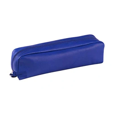 Abbildung von Clairefontaine 8318C Schlampermäppchen (aus echtem Leder, gefärbt, 21 x 4x 6cm, rechteckig) 1 Stück blau