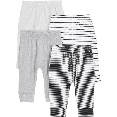Abbildung von Simple Joys by Carter&#039;s Unisex Baby 4 Pack Neutral Infant and Toddler Pants, Grau/Hellgrau/Schwarz Ministreifen/Weiß Streifen, Frühchen (4er Pack)