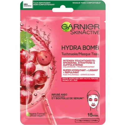 Abbildung von Garnier SkinActive Hydra Bomb Tuchmaske Traubenkern Extrakt 28g