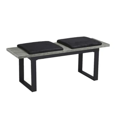 Abbildung von DUBI Möbel Sitzbank LEA Esszimmerbank 120 cm mit Sitzauflagen gepolstert Holzbank für Esszimmer, Flur, Garderobe Metallgestell Industrial modern Design Beton Optik, 11301 BETO