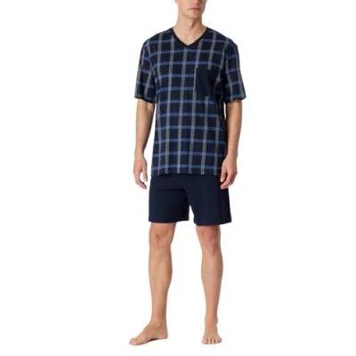 Abbildung von Schiesser Herren Schlafanzug kurz V Ausschnitt Nightwear Set Pyjamaset, Nachtblau_181161, 62