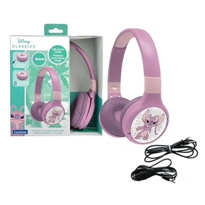 Abbildung von Lexibook, Disney Stitch, Angel 2 in 1 Bluetooth und Kabelkopfhörer mit Mikrofon Steuertasten, faltbar verstellbar, langlebiger Akku, Pink, HPBT010D1