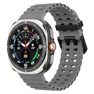 Abbildung von MoKo Sport Armband Kompatibel mit Samsung Galaxy Watch Ultra 47mm 2024 Herren Damen, Atmungsaktives Weiches Silikon Wasserdichtes Zubehör für Band, Bräunlich Grau