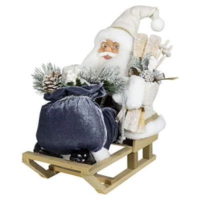 Abbildung von Christmas Paradise Deko Weihnachtmann auf Schlitten Santa Nikolaus Größe 45cm Weiß