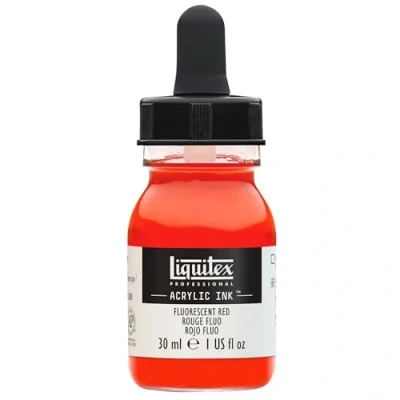 Abbildung von Liquitex 4260983 flüssige Professional Acrylfarben Ink, Tusche, 30 ml, hochpigmentierte Airbrushfarbe, Fluo Rot