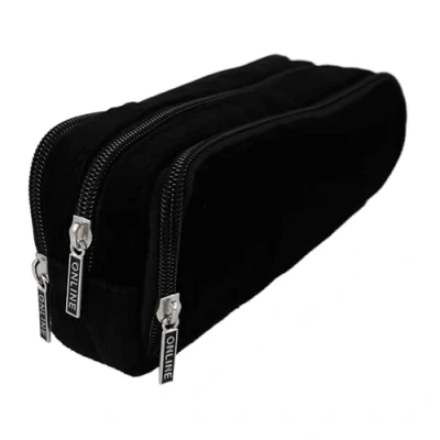 Abbildung von Online Pen Federmäppchen Schlampermäppchen Triple, (Schwarze Federtasche für Jungen und Mädchen), 3 große Fächer, Stifteetui die Schule, Uni