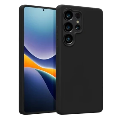Abbildung von kwmobile Hülle kompatibel mit Samsung Galaxy S25 Ultra Silikon Handy Case Handyhülle weiche Oberfläche kabelloses Laden Schwarz