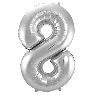 Abbildung von Folat 631785 Folienballon Zahl 8 silber ca. 86 cm