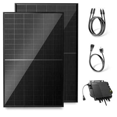 Abbildung von Solakon® 1000W Balkonkraftwerk 800W komplett Steckdose neuester 800 Watt Wechselrichter Solaranlage Komplettset 500W bifaziale Solarmodule inkl. Zubehör 3m Kabel