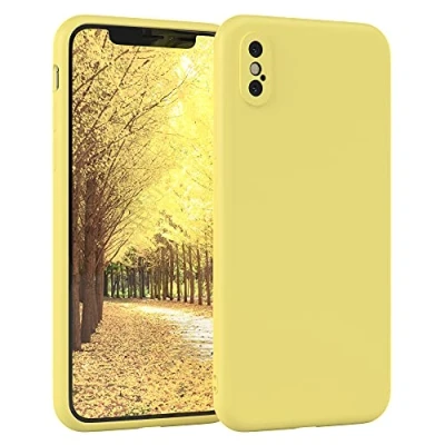 Abbildung von EAZY Case Silikonhülle für iPhone X/XS Hülle Silikon Gelb weich stoßfeste Handyhülle Schutzhülle mit Kameraschutz Dünn Premium Schutz Cover TPU Phone Bumper in Pastellgelb