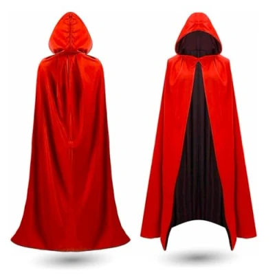 Abbildung von Kostümheld® Umhang Halloween mit Kaputze rot &amp; schwarz Kaputzenumhang Kostüm, Beidseitig