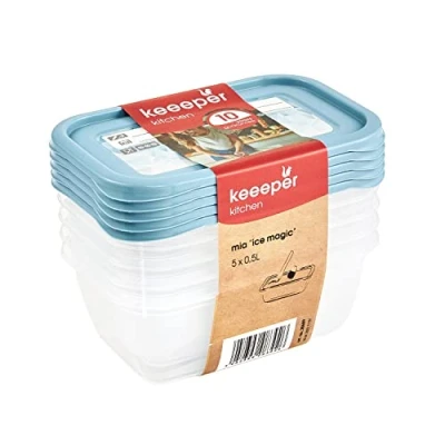 Abbildung von keeeper Vorratsdose Gefrierdosen Set Mia &quot;Magic Ice&quot;, 5x 0,5 Liter (15,5 x 10,5