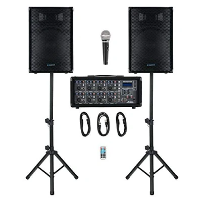 Abbildung von McGrey BP 215 Bandpack PA Anlage Lautsprechersystem (Bluetooth, 150 W, inkl. 4 Kanal Powermixer USB/SD Slot Mikrofon, Kabel &amp; Stative)