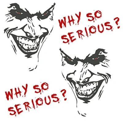 Abbildung von Joker Aufkleber 10x7cm Why so serious Schriftzug Spruch Fahrzeug Dekor Folie für Auto Bus Wohnwagen Kfz Zubehör Autoaufkleber Clown (Anthrazit Metallic, K059 + K060 K061 Set 2x Schrift)