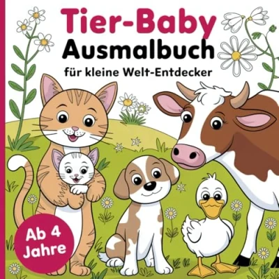 Abbildung von Tier Baby Ausmalbuch für kleine Welt Entdecker ab 4 Jahre mit 50 fantastischen Ausmalbildern