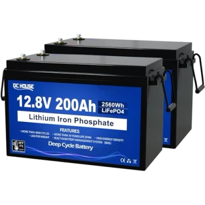 Abbildung von DCHOUSE 12V 200Ah LiFePO4 Batterie mit über 4000 Tiefenzyklen und BMS Tieftemperaturschutz, 2560Wh Lithiumbatterie für Wohnmobile, Solaranlagen, Motorboote, Rasenmäher, Camping