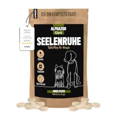 Abbildung von alphazoo Seelenruhe I Natürliches Beruhigungsmittel Für Hunde 50 x Tabletten mit Baldrian Gegen Stress und Angst mehr Entspannung