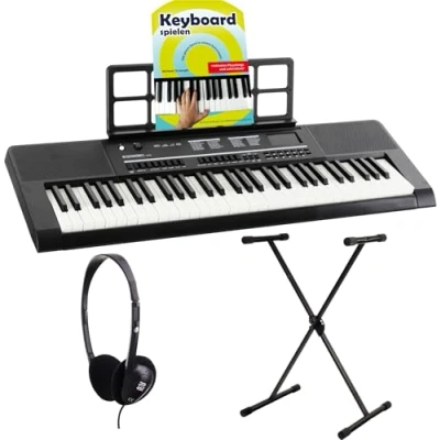 Abbildung von McGrey Home Keyboard 6170 Akku 61 Tasten mit integriertem (Spar Set, inkl. X Ständer, Kopfhörer &amp; Keyboardschule), MP3 Player via USB Stick Begleitautomatik Lernfunktion