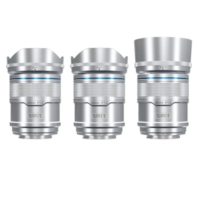 Abbildung von SIRUI Sniper F1.2 Autofokus Objektiv Set, 23 mm, 33 56 Weitwinkel APS C Kamera (AS 3S ES, E Mount, silberfarben)