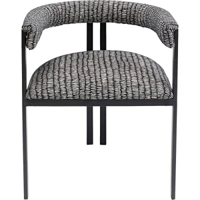 Abbildung von Kare Design Armlehnstuhl Paris, Schwarz/Weiß, Esszimmerstuhl, Polsterstuhl, Edelstahl Gestell, 54cm Sitzhöhe, 71x58x54 cm (H/B/T)