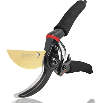 Abbildung von Gonicc Gartenschere Geschmiedete Titan beschichtete Premium Baumschere Rebschere (GPPS 1003), Bequeme Bypass. aus SK5 Stahl. Comfort Bypass Rosenschere. Bonsaiwerkzeug
