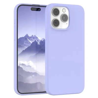 Abbildung von EAZY CASE Premium Silikon Handyhülle kompatibel mit iPhone 15 Pro Max Slimcover Kameraschutz und Innenfutter, Silikonhülle, Schutzhülle, Bumper, Handy Case, Hülle, Softcase, Lila